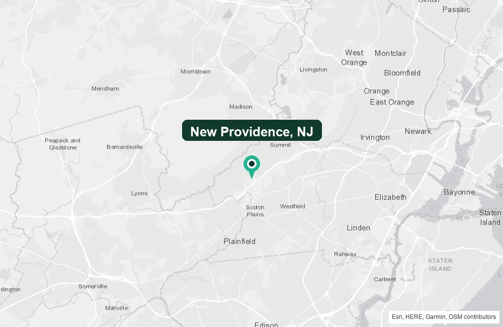 Map of New Providence, New Jersey and the surrounding Union County area service area